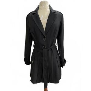 Susie Rose Black Women's Trench Coat with Belt -Sm